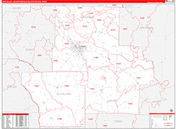 Pine Bluff Metro Area Wall Map Red Line Style 2026
